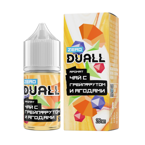 Безникотиновая жидкость для ЭСДН DUALL ZERO (ДУАЛЛ ЗЕРО) с ароматом чая с грейпфрутом и ягодами, 28 мл, содержание никотина: 0 мг/см3